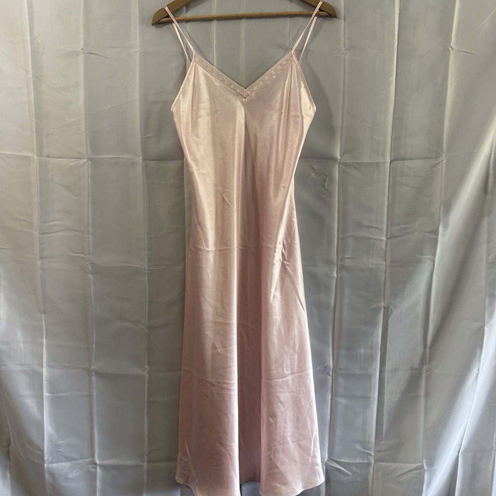 Pale Pink Satin Nightgown S Long Innocent Maxi Dress Strappy Gown Sexy Lingerie‎